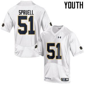 Notre Dame Fighting Irish Youth Devyn Spruell #51 White Under Armour Authentic Stitched College NCAA Football Jersey RJA3399RS